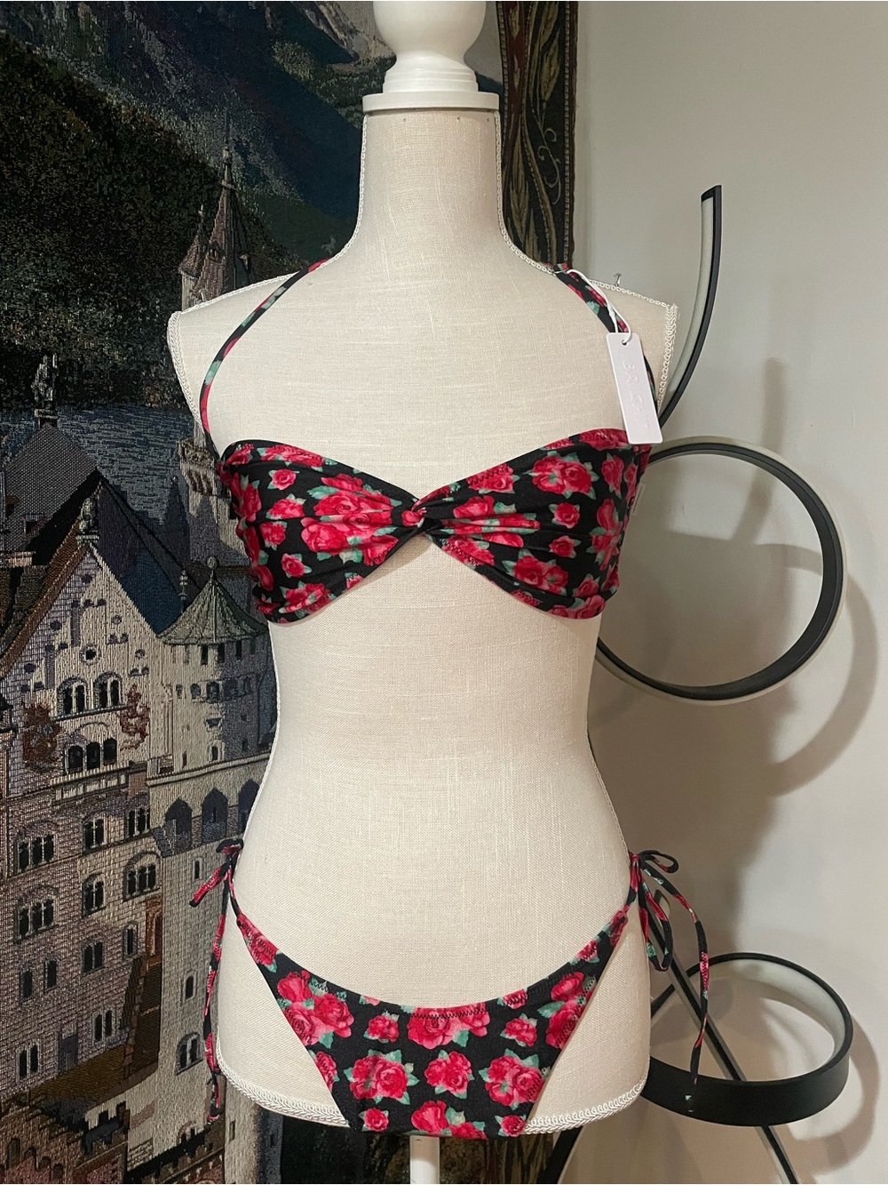 Bright Bikini’s Women’s Black & Floral halter Bikini Set